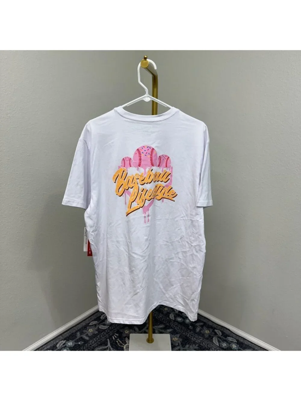 Baseball Lifestyle 101 Strawberry Ice Cream Short Sleeve T Shirt Mens XL NEW - Picture 1 of 6